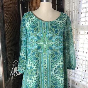 a.n.a Mint and Teal Paisley Shift Dress